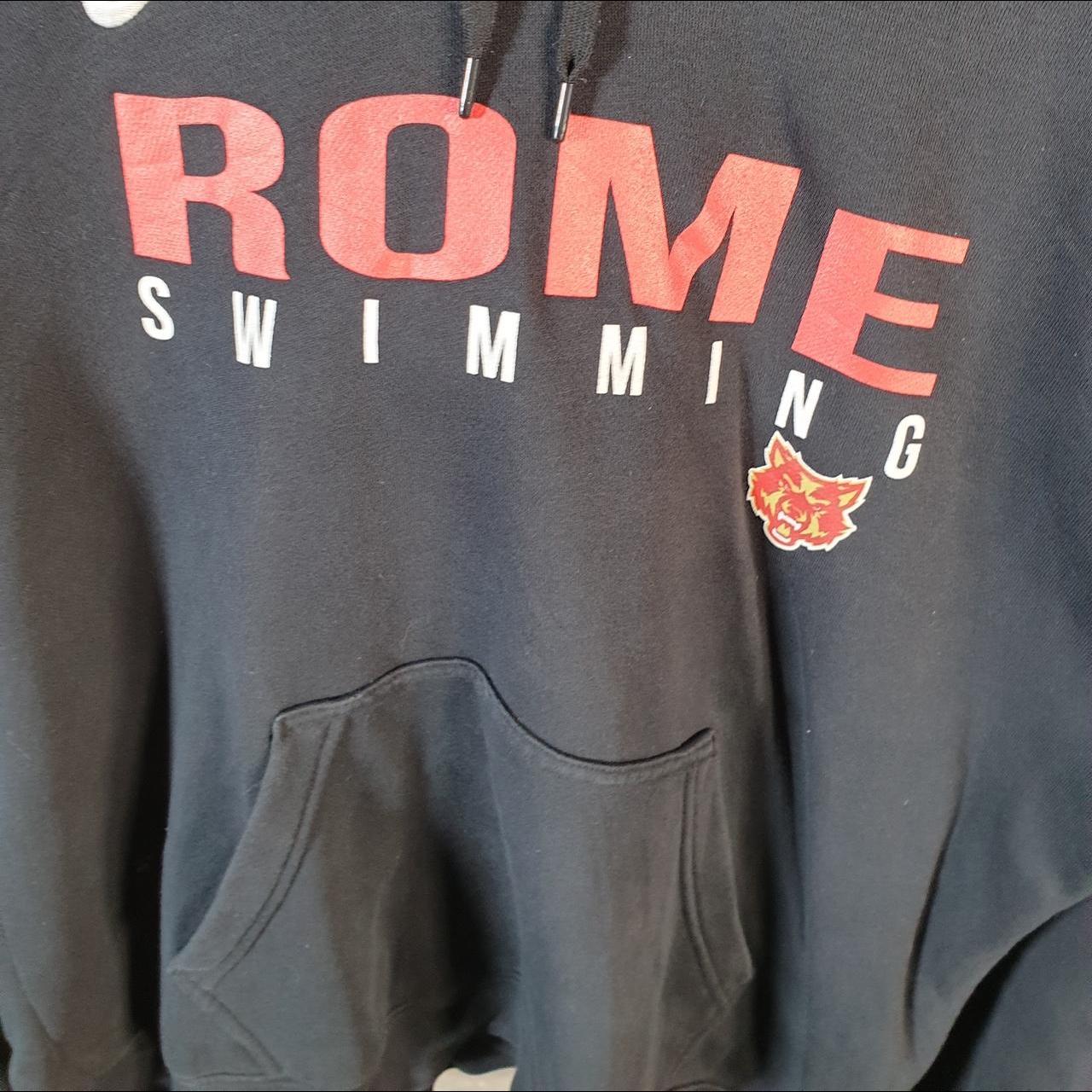 Vintage Nike Rome Swimming Hoodie Men’s 2XL Black Swoosh Y2K Pullover