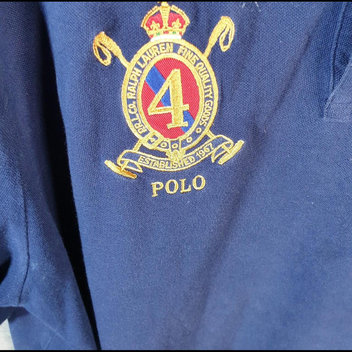 Vintage Ralph Lauren Polo Shirt Men’s XL Blue Crest Golf Cotton Classic Fit Pony C9594