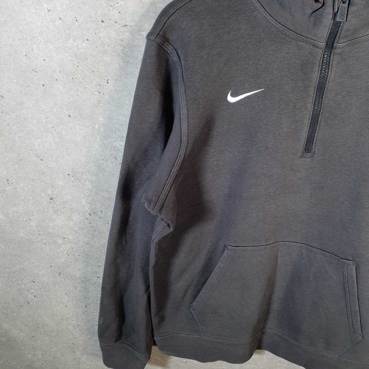 Vintage Nike Club Embroidered Hoodie Men’s Small Black 1/4 Zip Swoosh Y2K Pullover