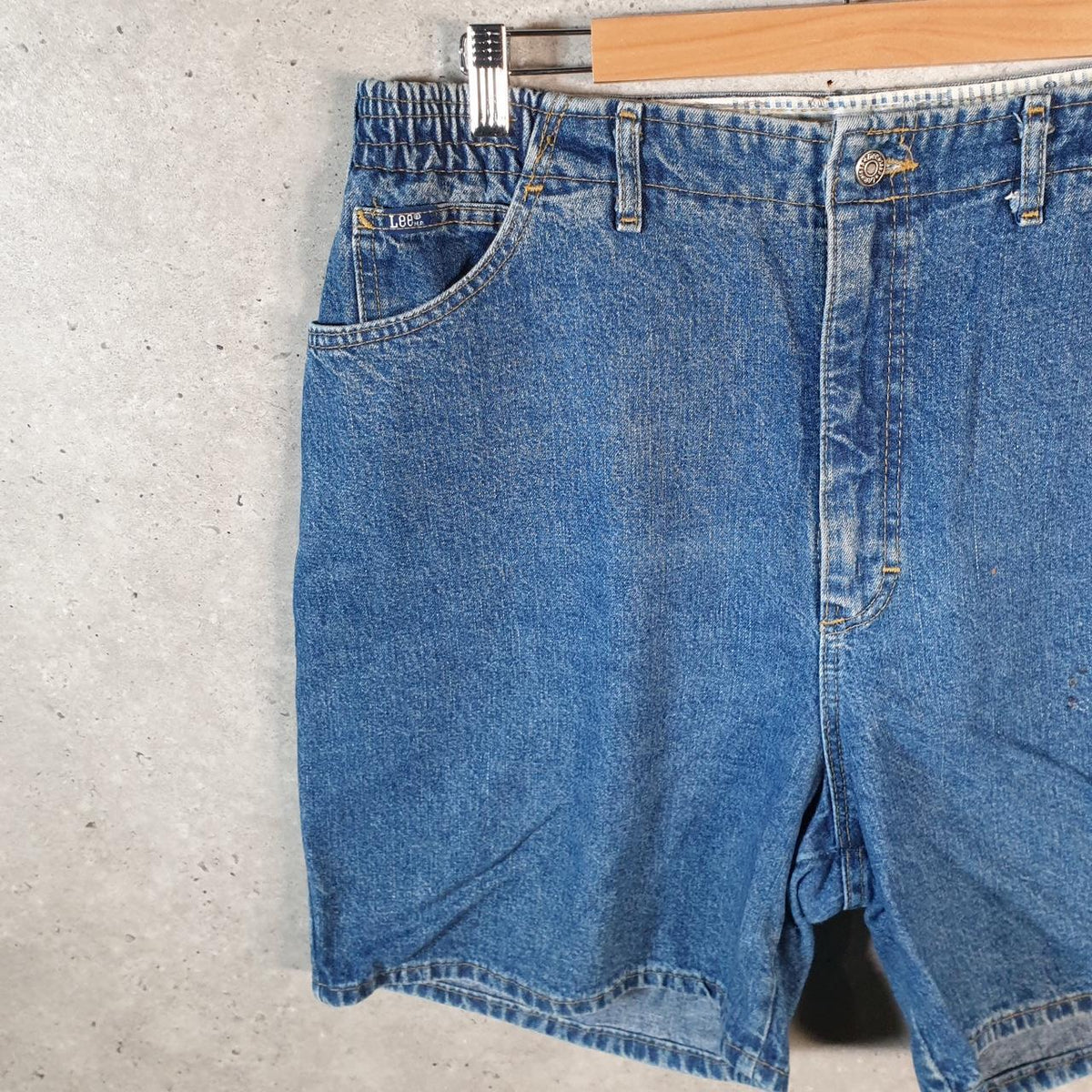 Vintage Lee Baggy Shorts Jorts Cargo Womens W34 Blue Relaxed Denim