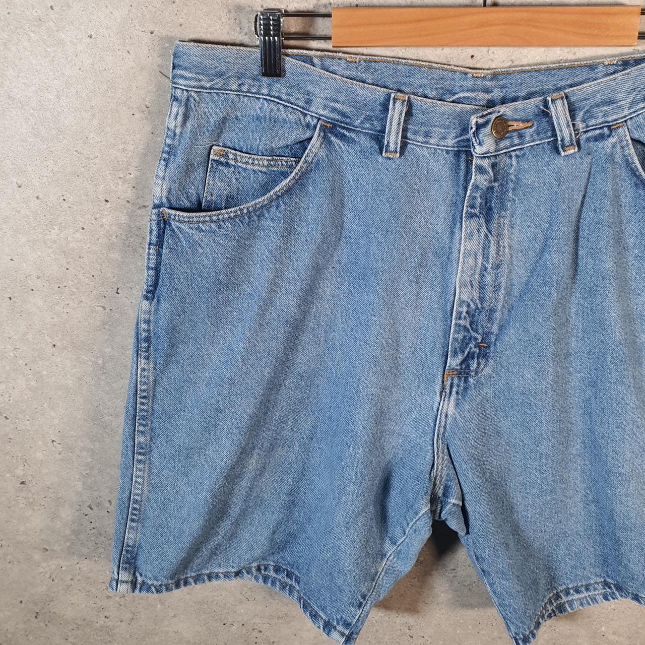 Vintage Wrangler Denim Shorts Jorts Cargo Men’s W38 Relaxed Blue Baggy Cotton