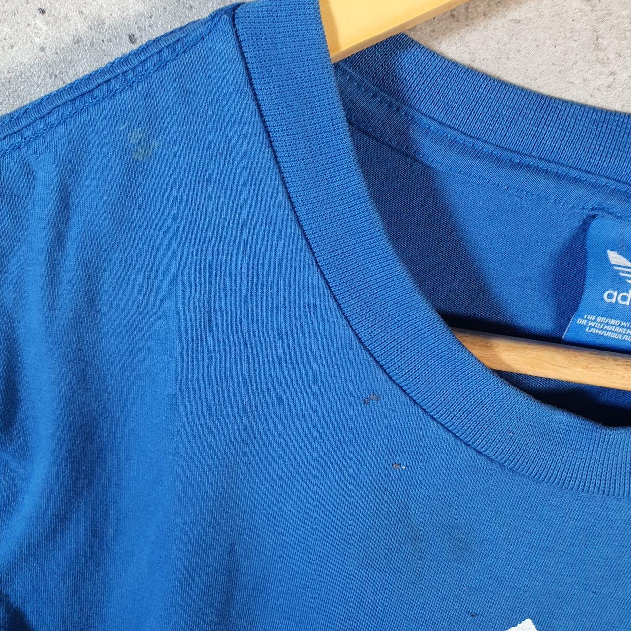 Vintage Adidas Trefoil Retro T Shirt Men’s Medium Blue Three Stripes Logo Athletic