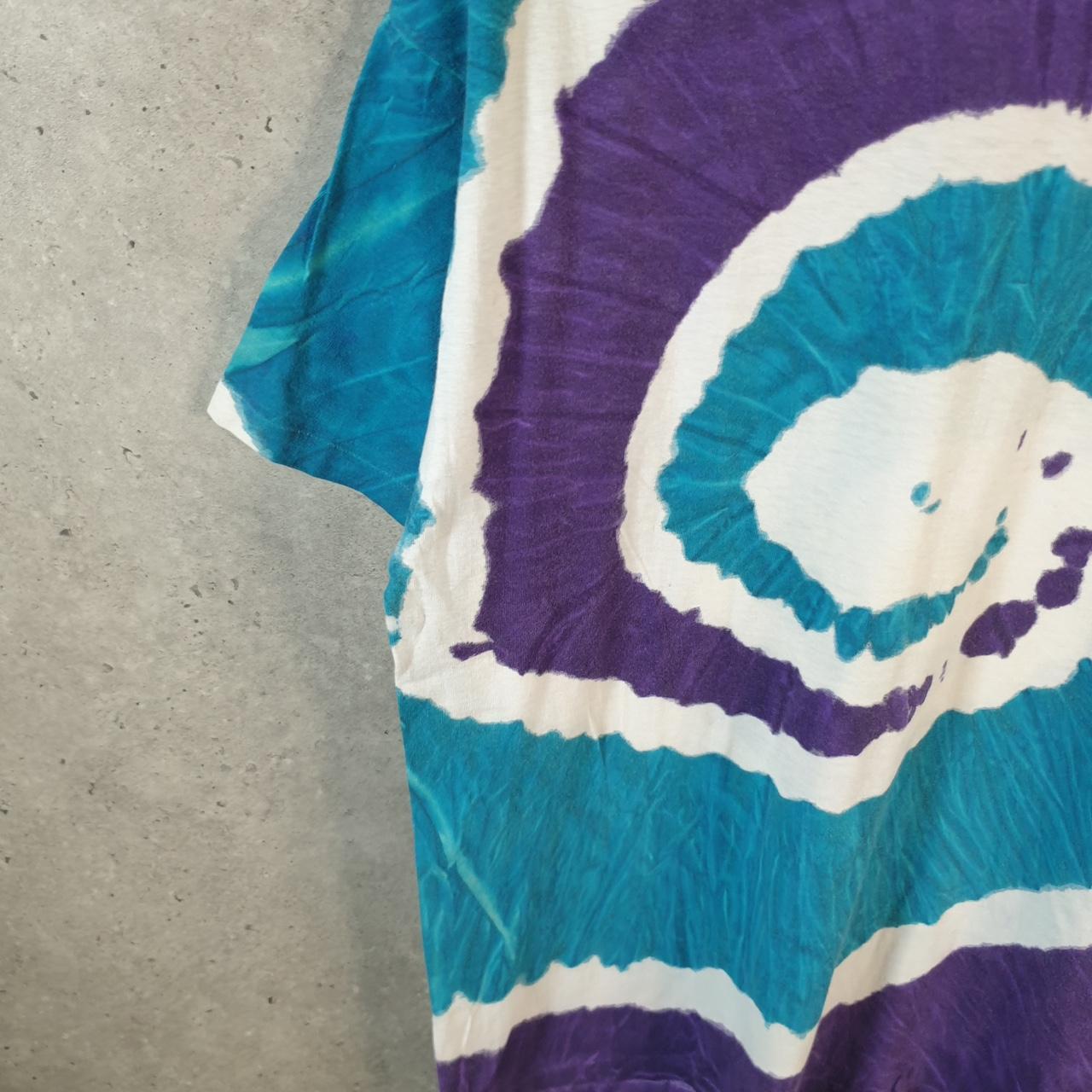 Vintage Hanes Tie Dye Graphic 90s USA Single Stitch T Shirt Men’s Large Blue