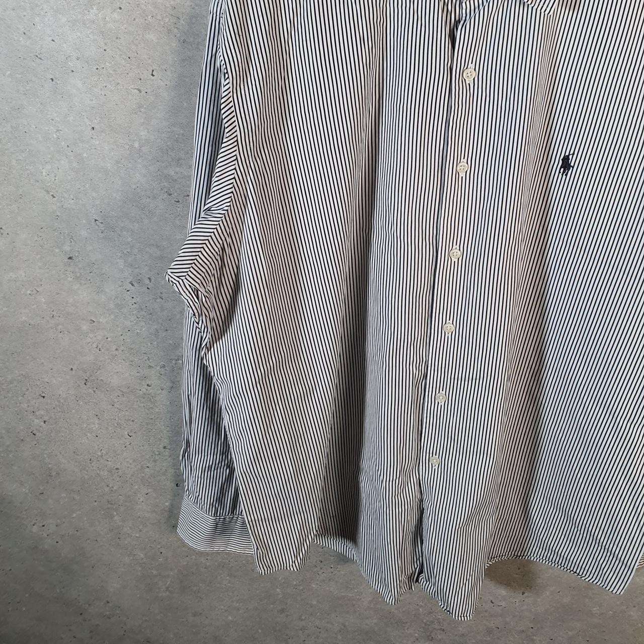 Vintage Ralph Lauren Button Down Shirt Men’s 2XL Grey Striped Bradford Classic Fit Pony