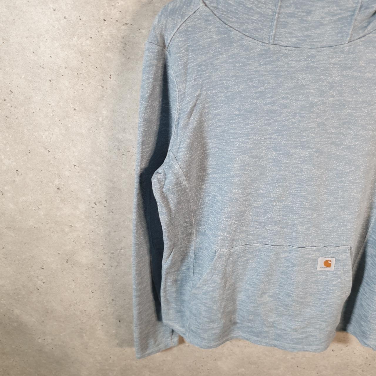 Vintage Carhartt Hoodie Womens Large Blue Pullover Blank USA Slightly Fitted