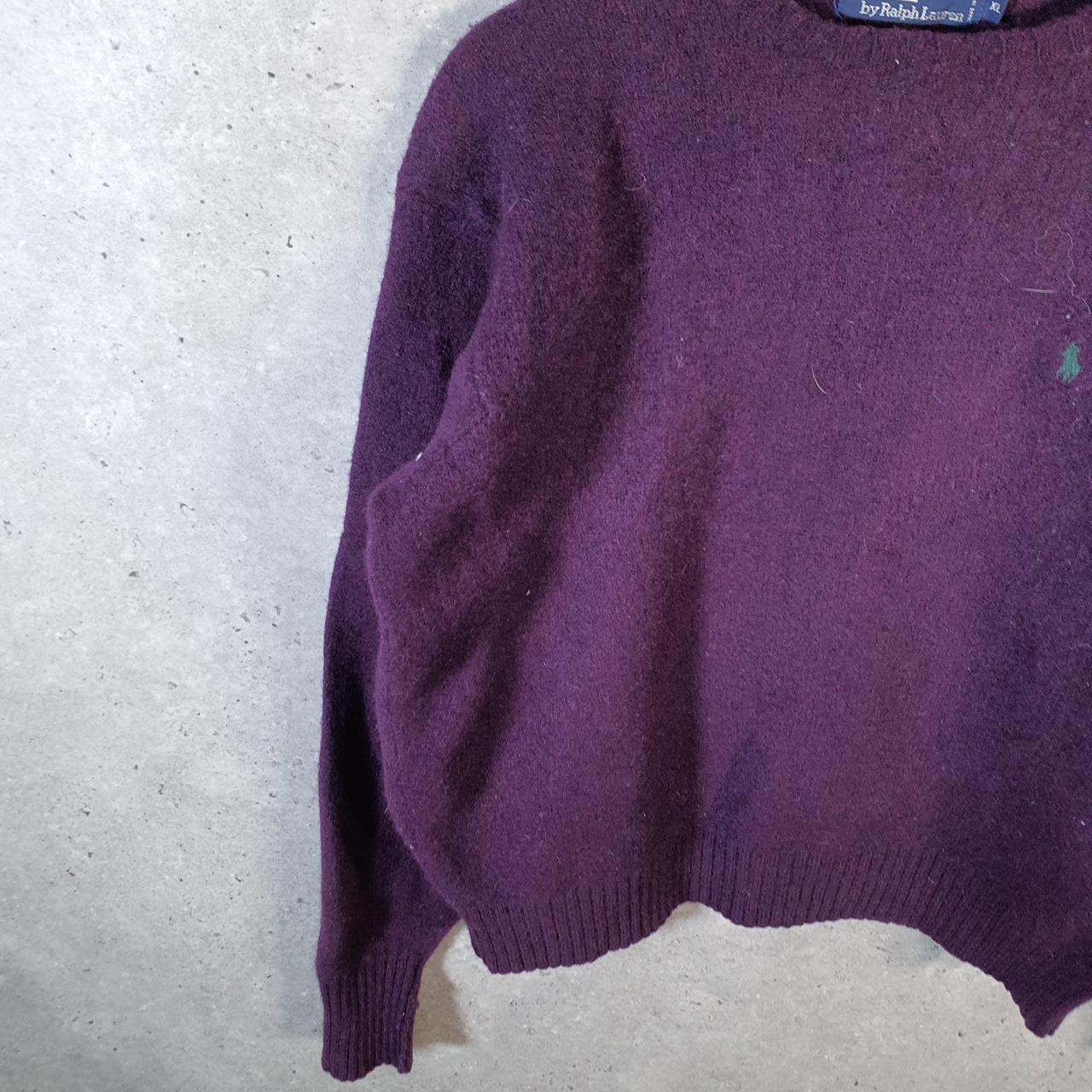 Vintage Ralph Lauren LambsWool Polo Knit Sweatshirt Womens Medium Purple Pony
