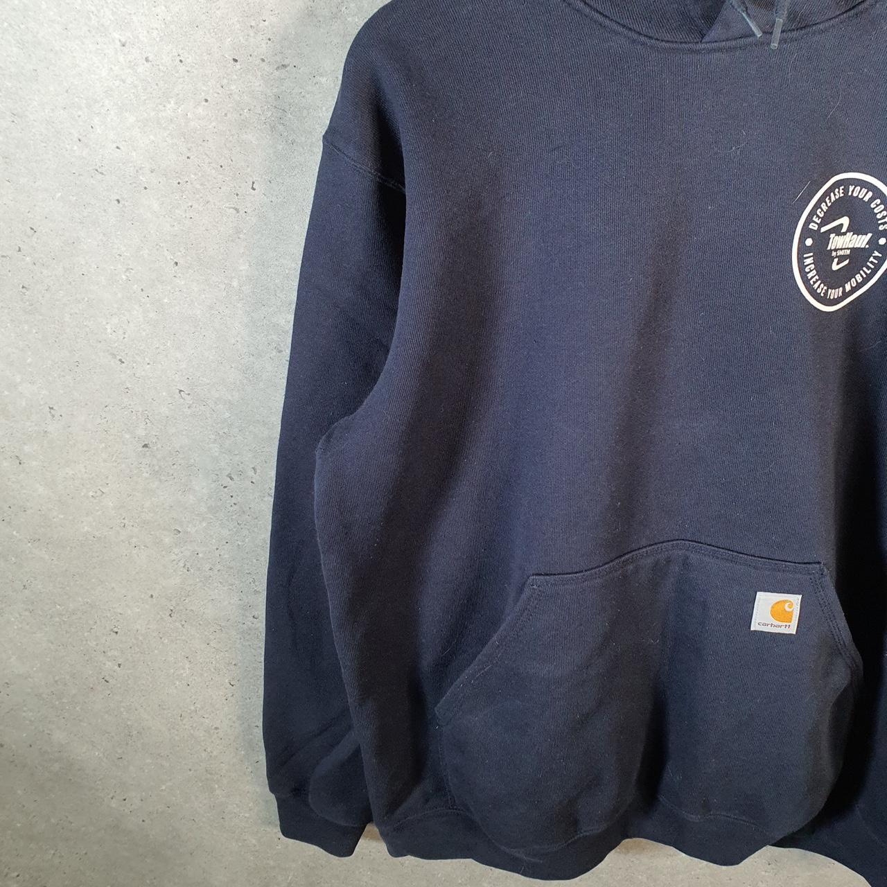 Vintage Carhartt Hoodie Men’s Large Navy Blue Pullover Blank USA Loose Fit