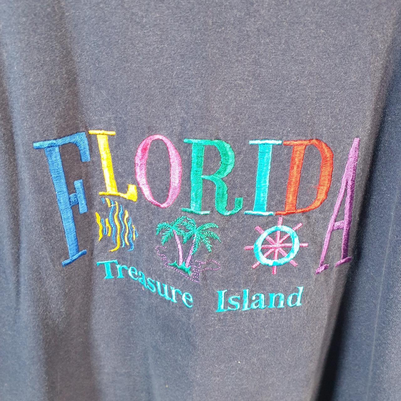 Vintage Murina Florida Treasure Island Embroidered 90s USA Single Stitch T Shirt Womens Large Blue