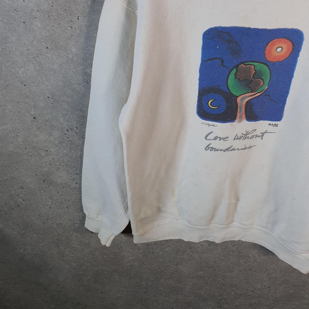 Vintage Maze 1994 Love Without Boundaries Sweatshirt Mens Small White Pullover USA