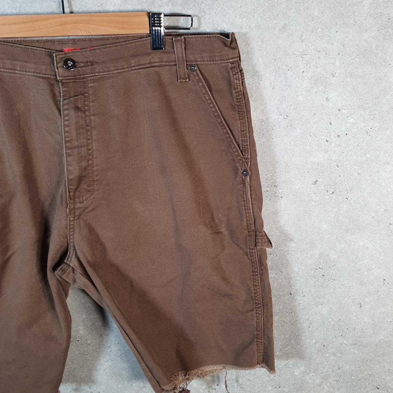 Vintage Dickies Carpenter Shorts Jorts Cargo Men’s W38 Brown Relaxed Fit Cropped Denim Jean Big Fish Vintage