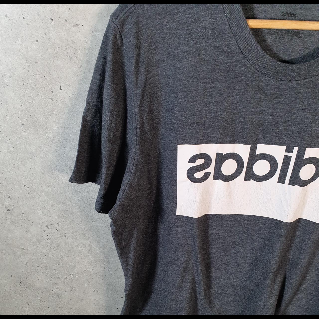 Vintage Adidas Spellout T Shirt Mens Large Grey Three Stripes Logo Athletic