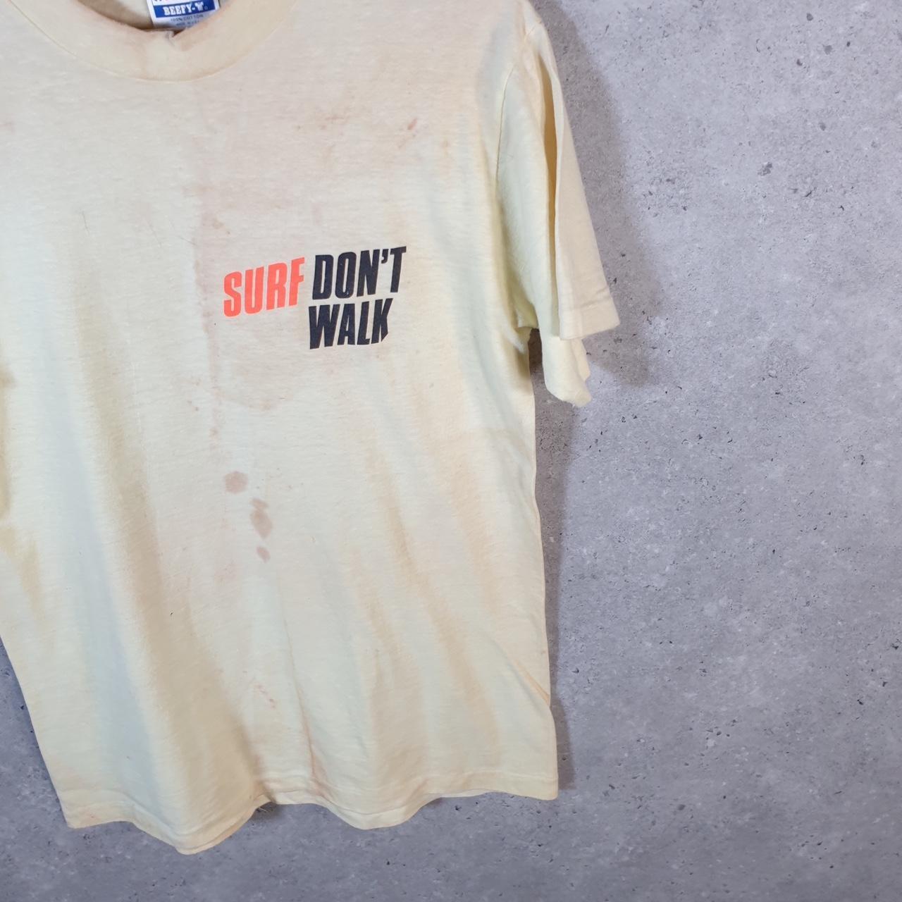 Vintage Hanes Don’t Surf Instinct 90s USA Single Stitch T Shirt Men’s Medium Beige