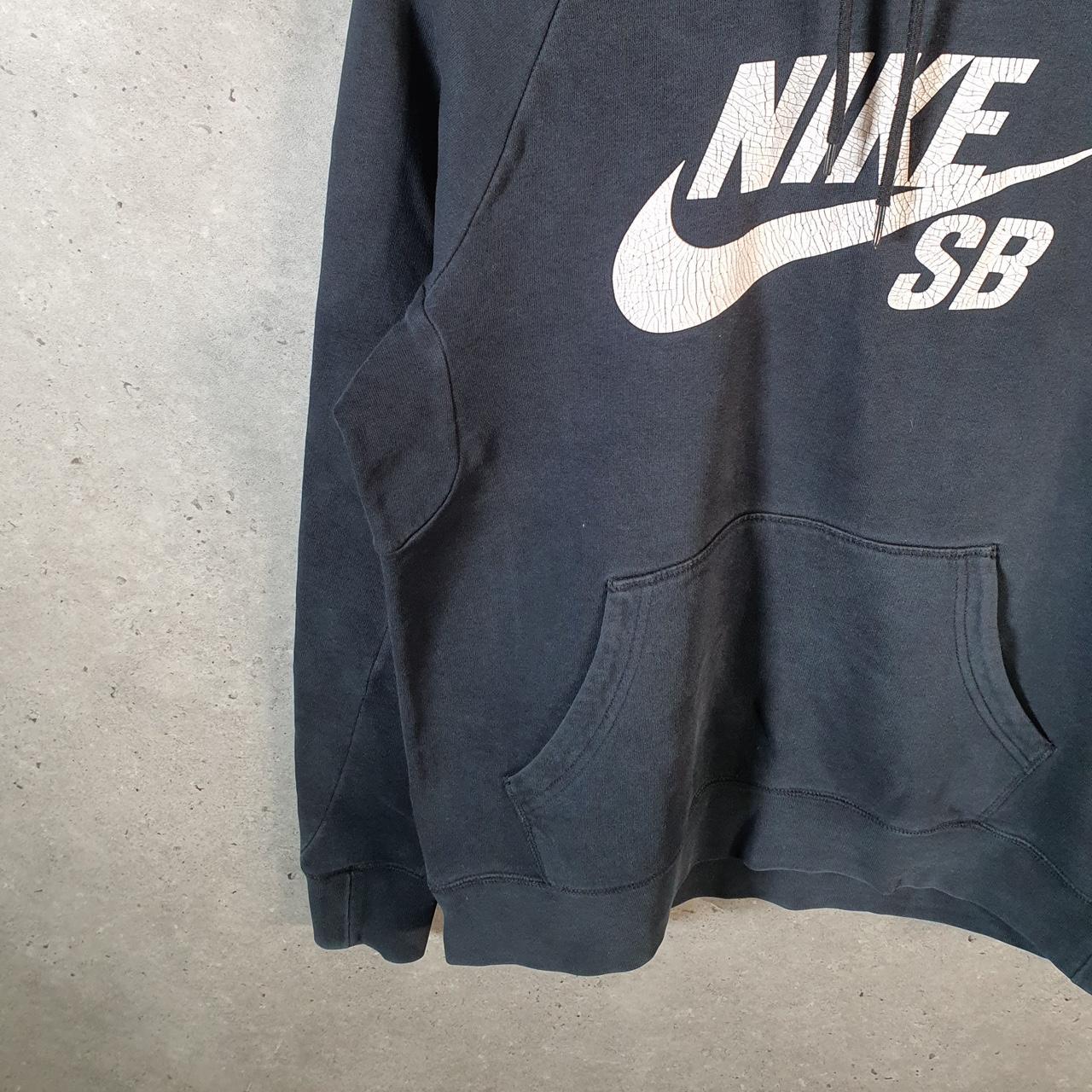 Vintage Nike SB Hoodie Mens Medium Slim Black Swoosh Y2K Pullover Logo