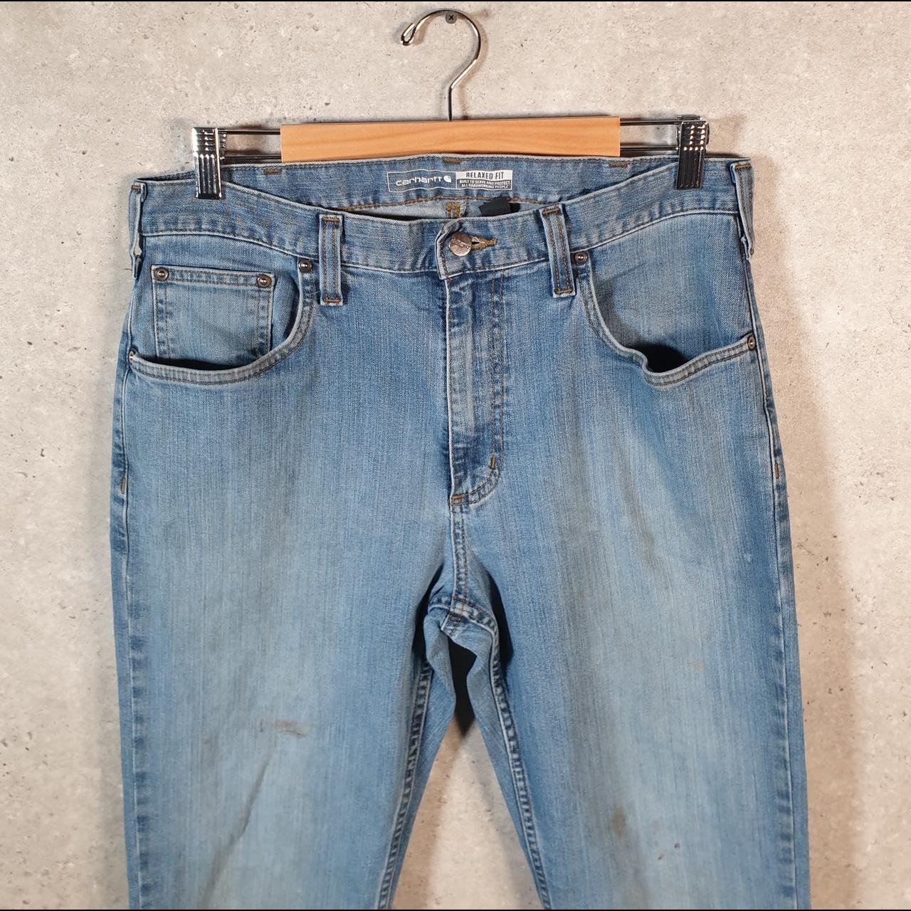 Vintage Carhartt Workwear Carpenter Jeans Mens W34 L32 Blue Denim Relaxed Fit USA
