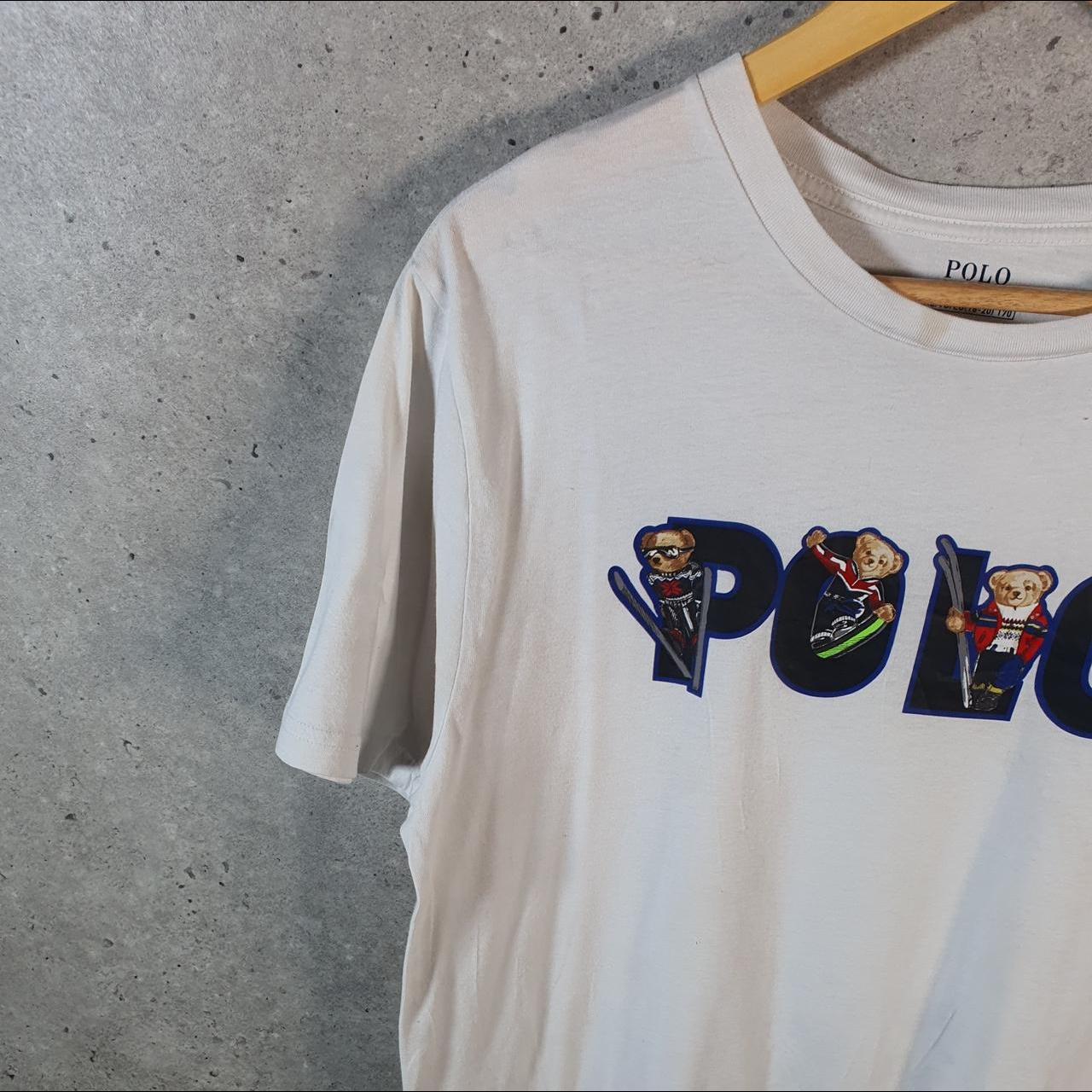 Vintage Ralph Lauren Polo Bear Spellout T Shirt Womens XL Grey Classic Fit Pony