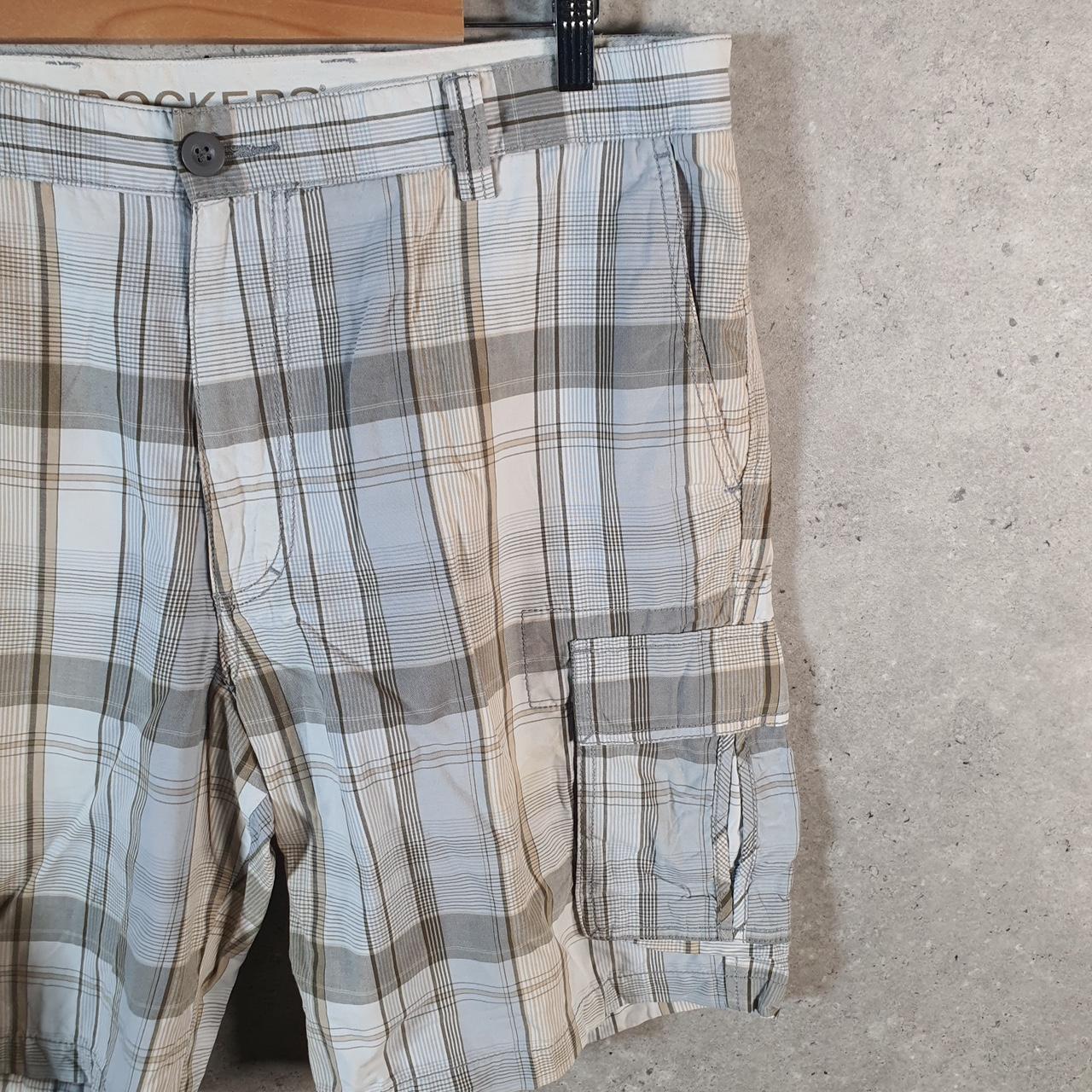 Vintage Dockers Chino Shorts Jorts Cargo Men’s W38 Grey Checkered Baggy Cotton A4237