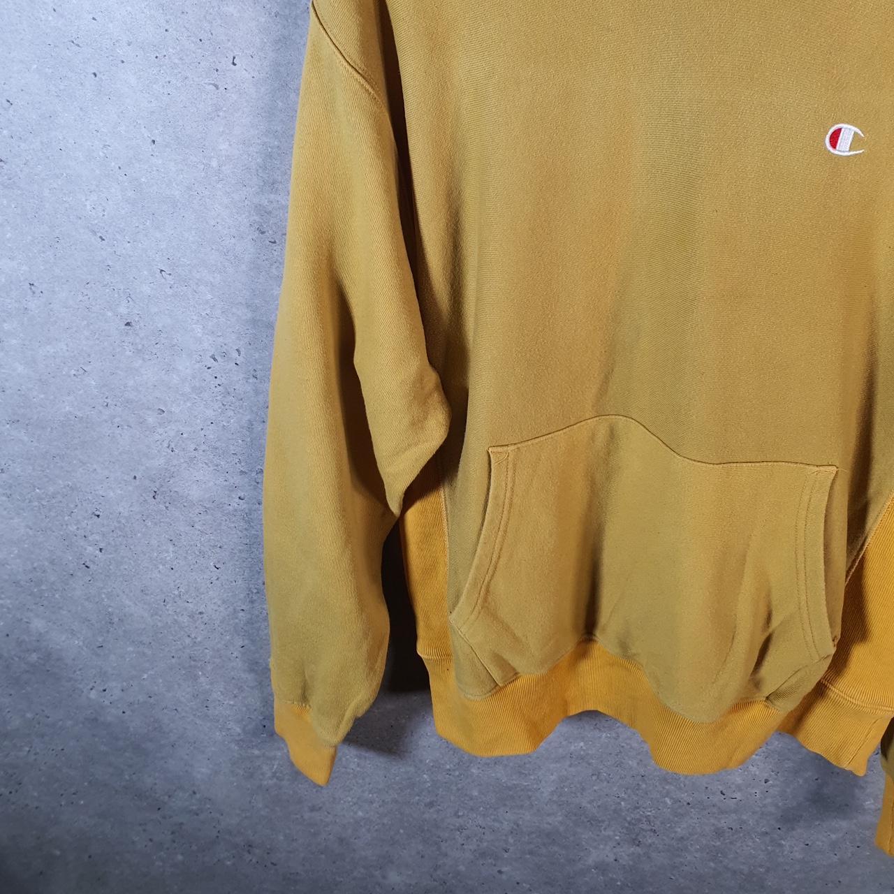 Vintage Champion Reverse Weave Hoodie Men’s Large Yellow USA Pullover Logo