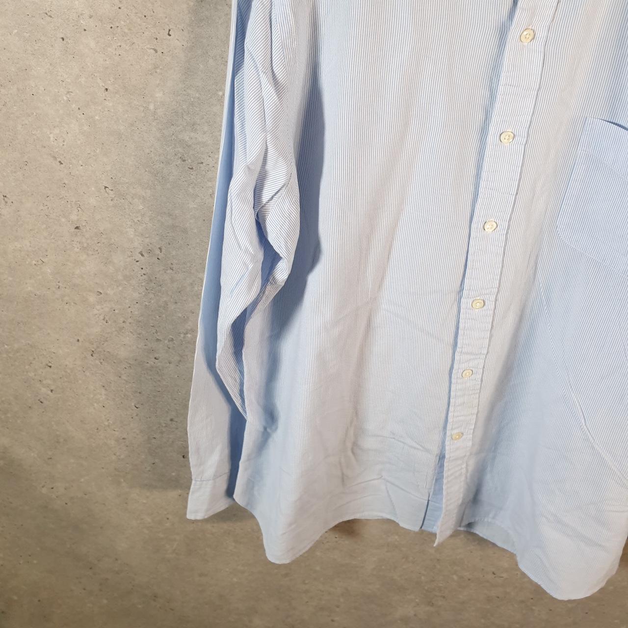 Vintage Ralph Lauren Button Down Shirt Men’s XL Blue Striped Custom Fit Cotton Pocket