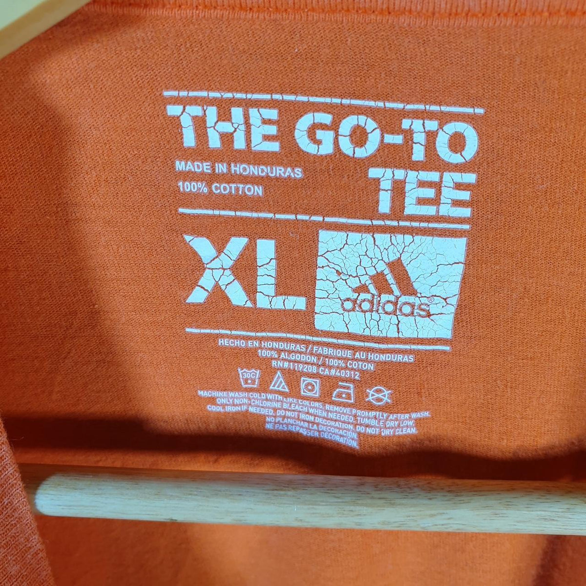 Vintage Adidas Go Tee T Shirt Shirt Men’s XL Orange Three Stripes Logo Athletic C9879
