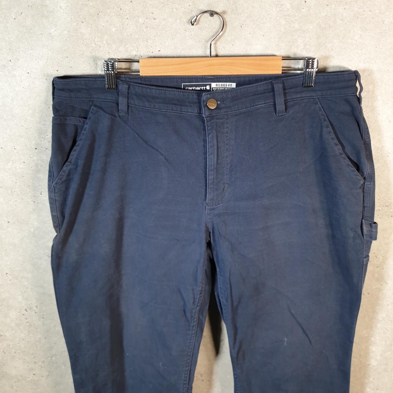 Vintage Carhartt FR Carpenter Trousers Womens W38 L32 Navy Blue Relaxed Fit Workwear USA