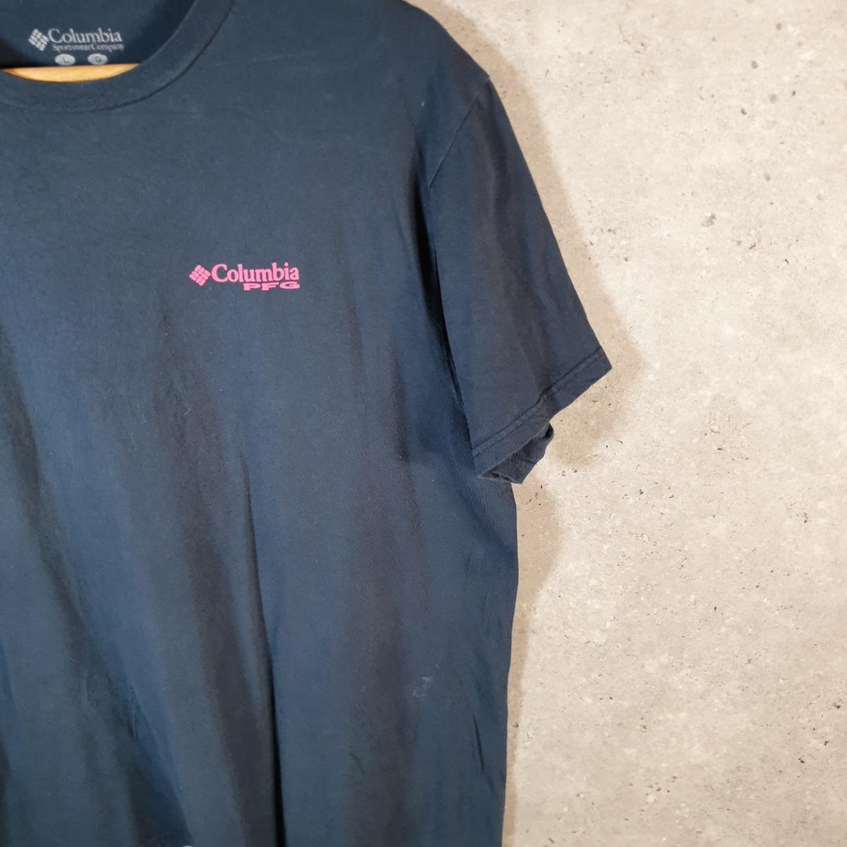 Vintage Columbia USA Flag T Shirt Shirt Men’s Large Navy Blue Logo Athletic