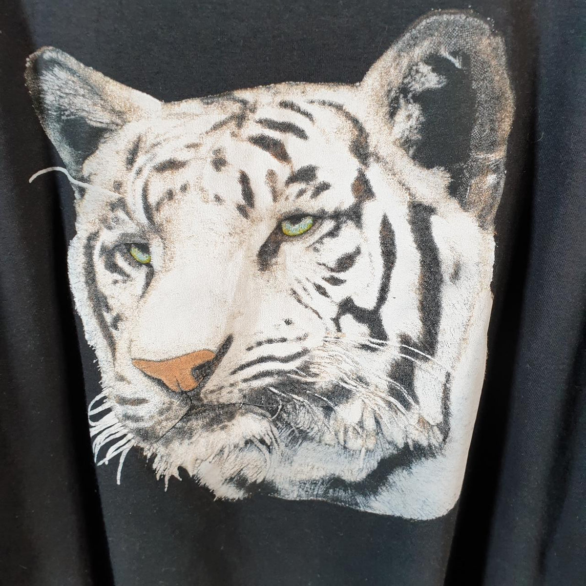 Vintage Fruit of the Loom Tiger Cat Graphic 90s USA Single Stitch T Shirt Men’s 2XL Black C9430