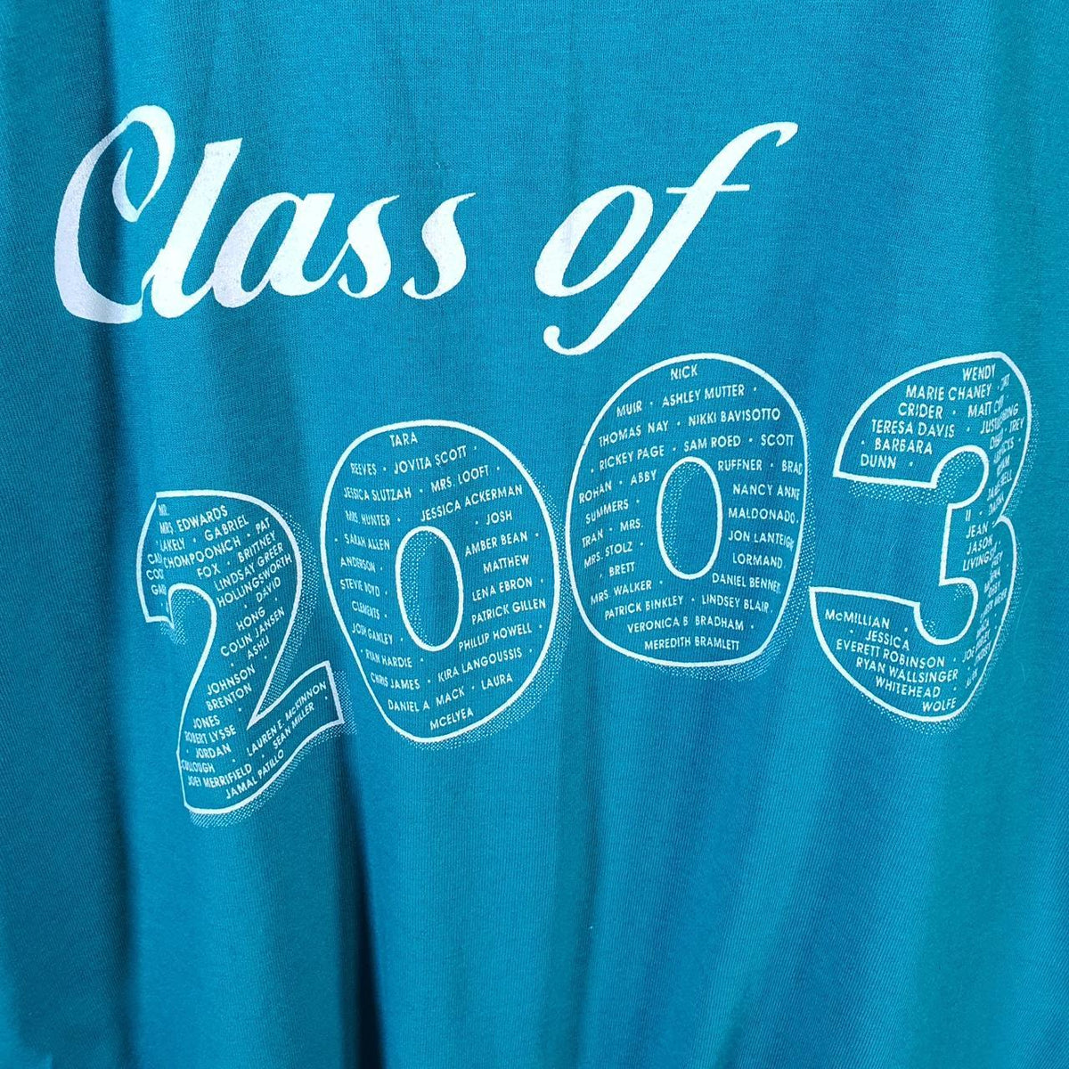 Vintage Fruit of the Loom USA 2003 School Leavers Single Stitch T Shirt Men’s Medium Blue Big Fish Vintage