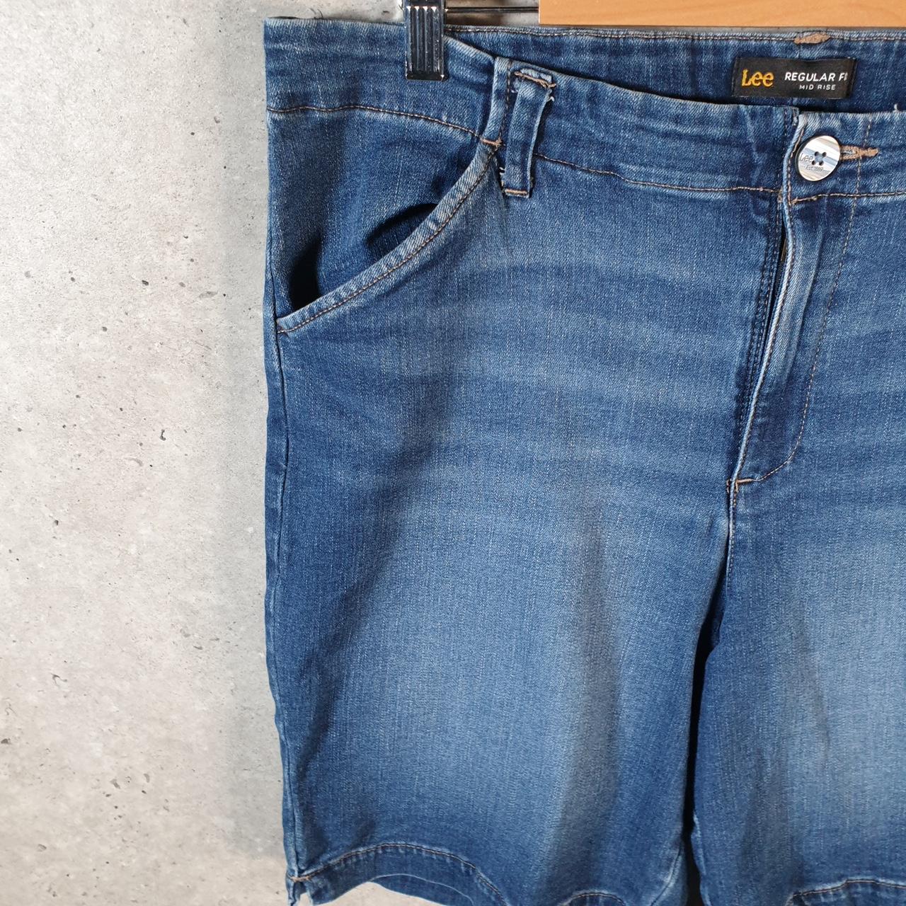 Vintage Lee Baggy Shorts Jorts Cargo Womens W34 Blue Relaxed Denim