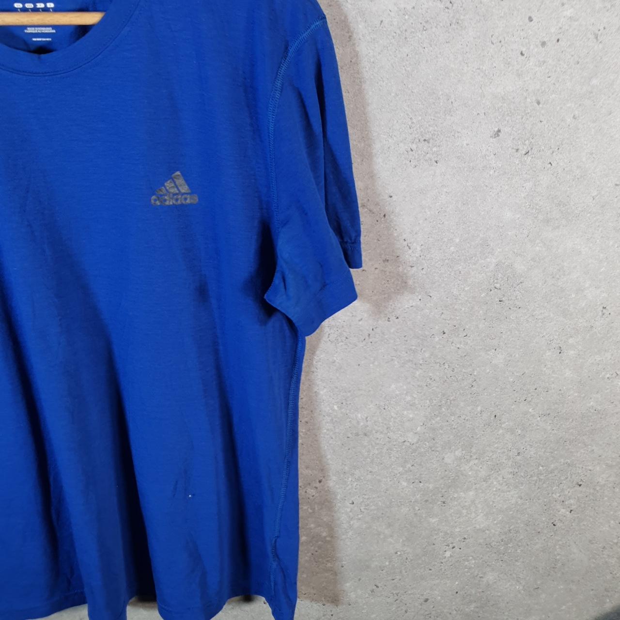 Vintage Adidas ClimaLite T Shirt Men’s Large Blue Three Stripes Logo Athletic