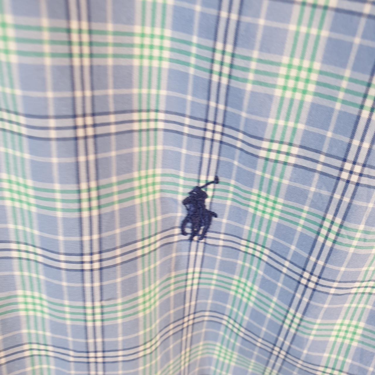 Vintage Ralph Lauren Button Down Shirt Men’s Large Blue Checkered Pony Casual C8086