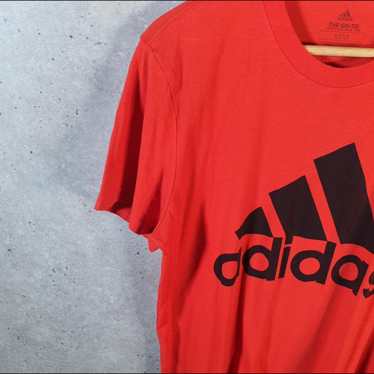 Vintage Adidas Go To Performance Tee T Shirt Men’s Medium Orange Three Stripes Logo