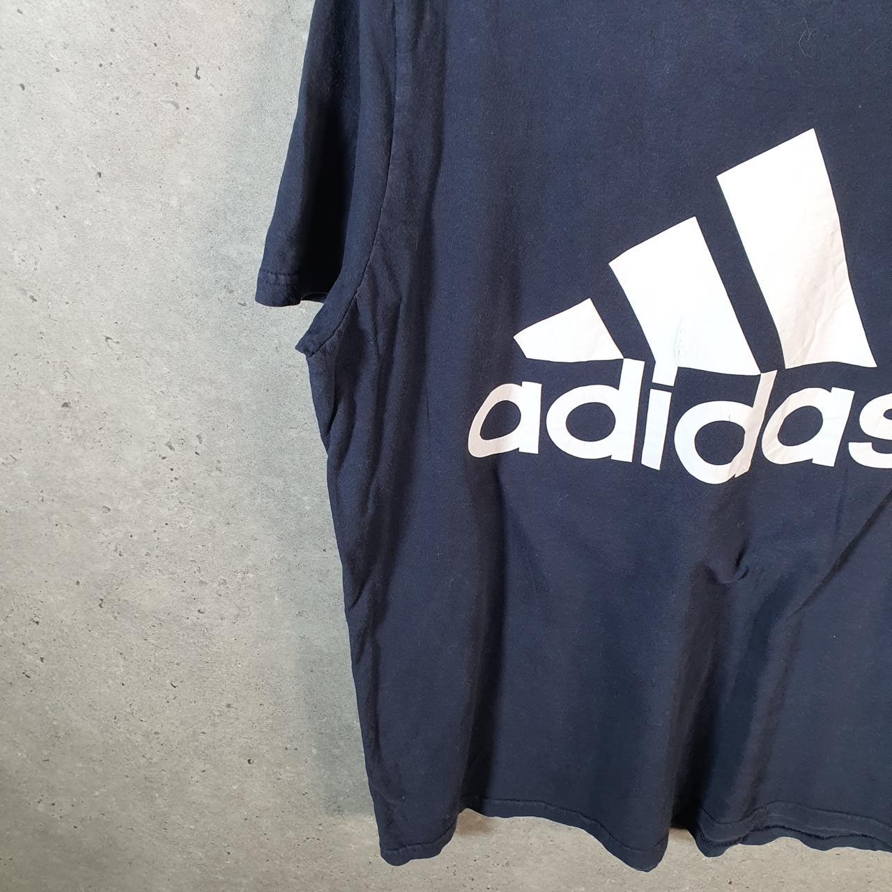 Vintage Adidas Amplifier T Shirt Men’s Large Navy Blue Three Stripes Logo Athletic