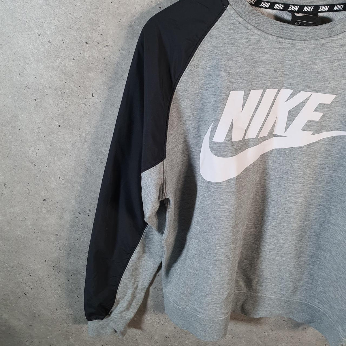 Vintage Nike Club Spellout Hoodie Men’s Small Grey Swoosh Y2K Pullover