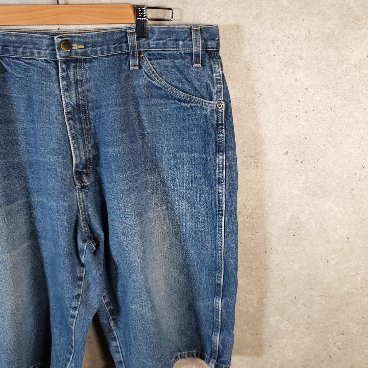 Vintage Dickies Baggy Denim Jean Shorts Jorts Cargo Mens W40 Blue Loose Fit