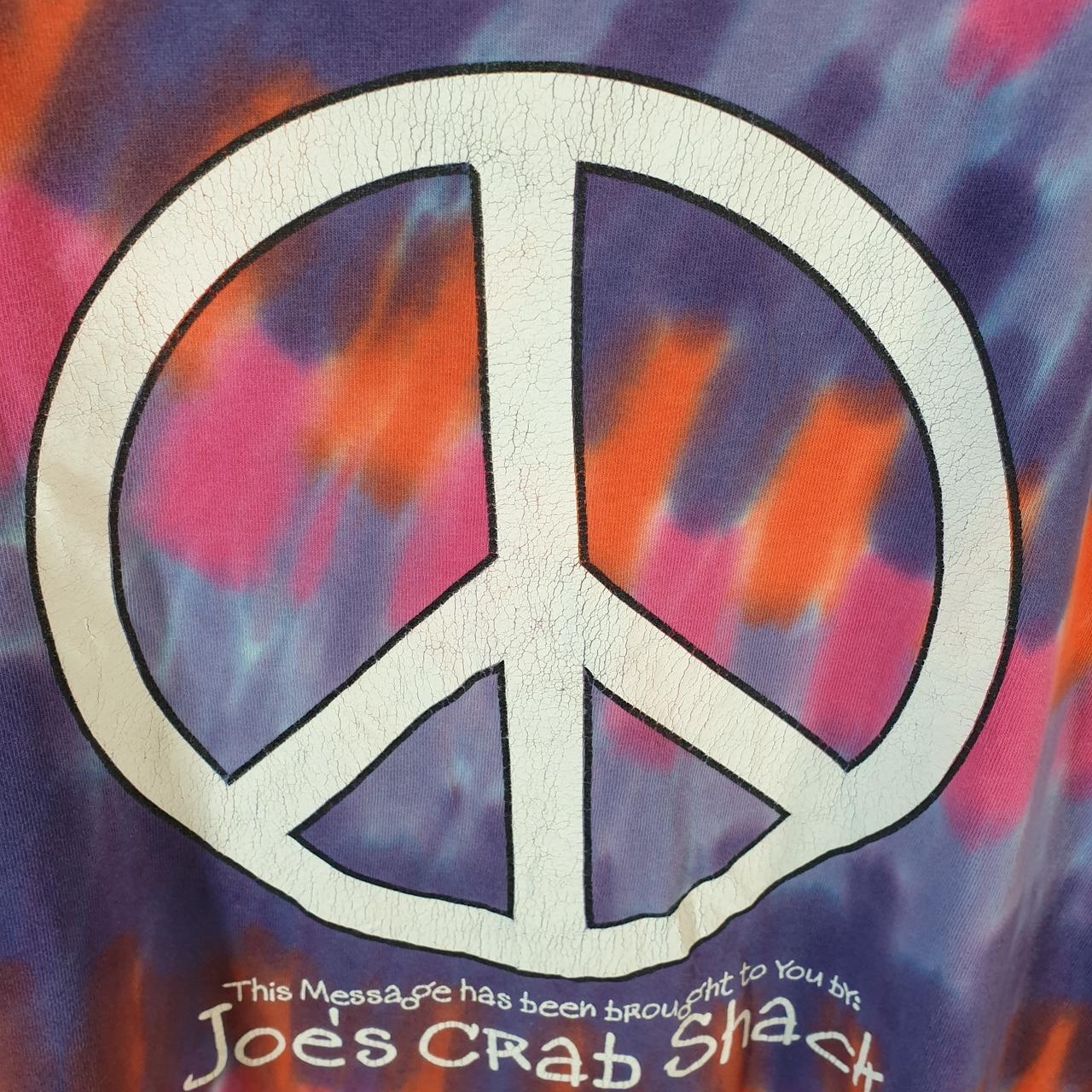 Vintage Alore Peace and Love Joes Crab Shack 90s USA Single Stitch T Shirt Men’s Large Tie Dye