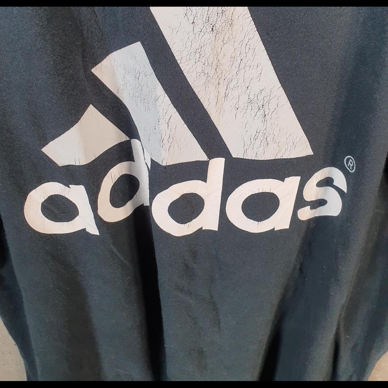 Vintage Adidas Go Tee Spellout T Shirt Shirt Men’s Large Black Three Stripes Logo Athletic C9842