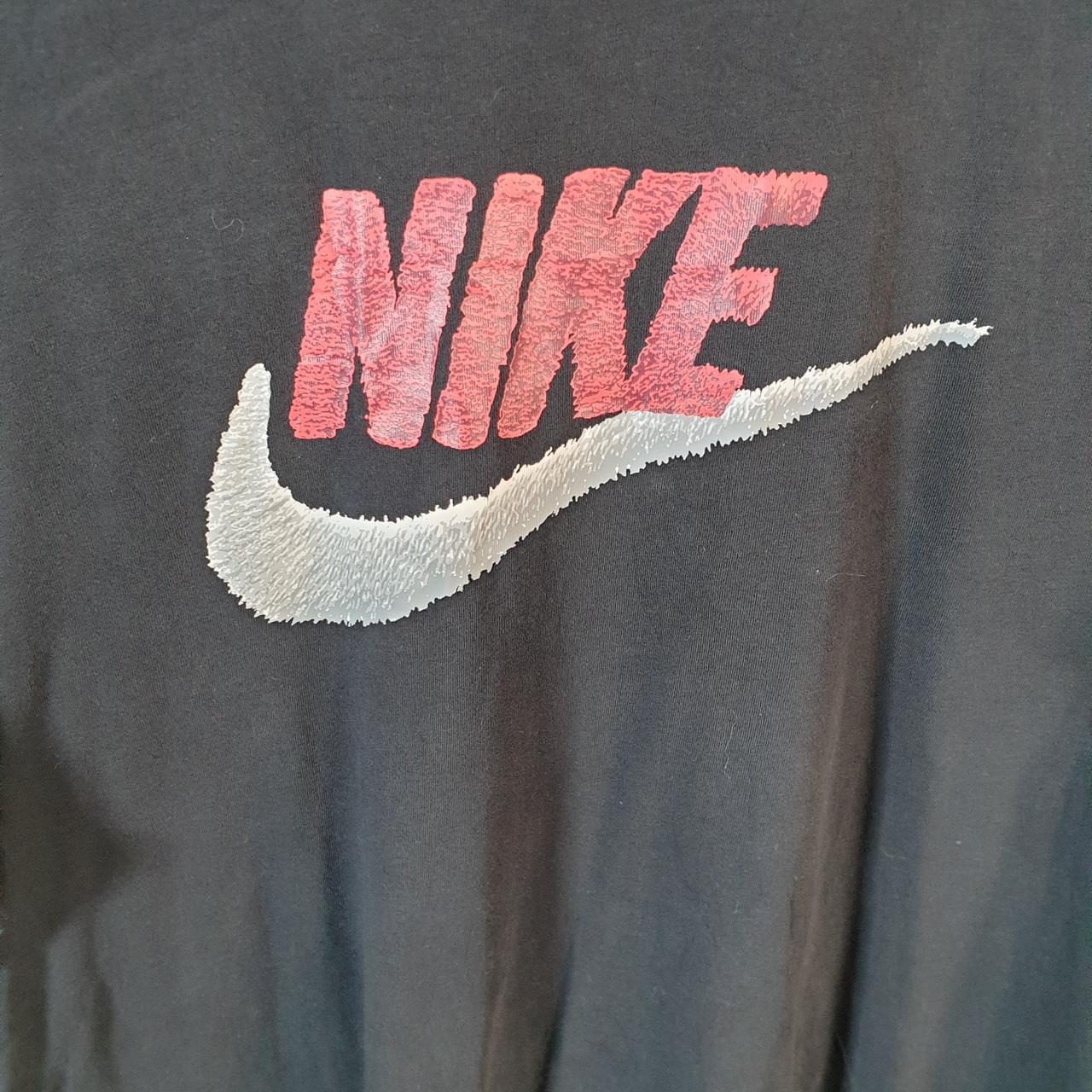 Vintage Nike T Shirt Men’s Large Black Printed Single Swoosh Logo Athletic C8281