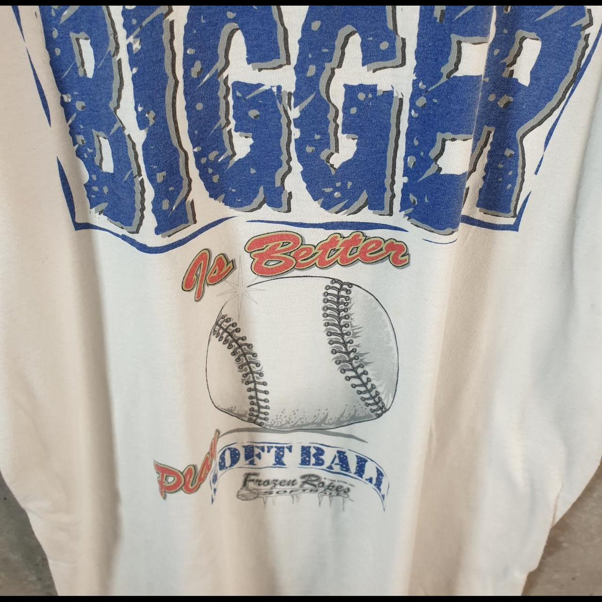 Vintage Bigger Softball Frozen Ropes USA Single Stitch T Shirt Men’s Medium White C8352