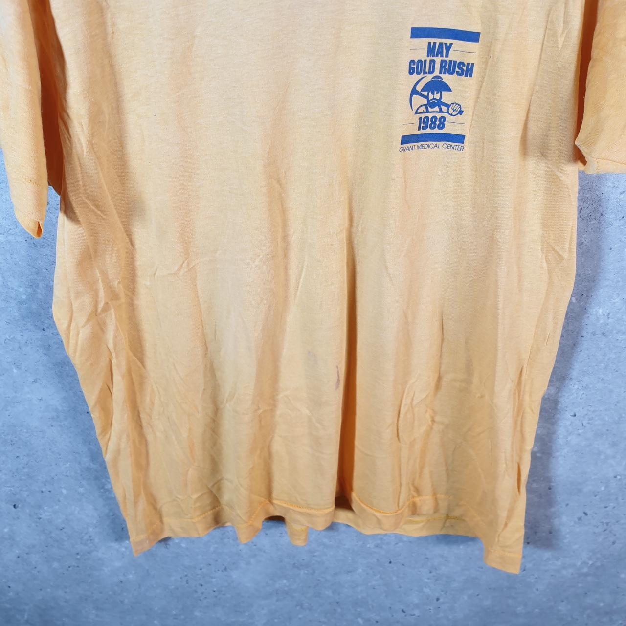 Vintage 1988 May Gold Rush Run USA Screen Stars Single Stitch T Shirt Men’s XL Yellow Big Fish Vintage