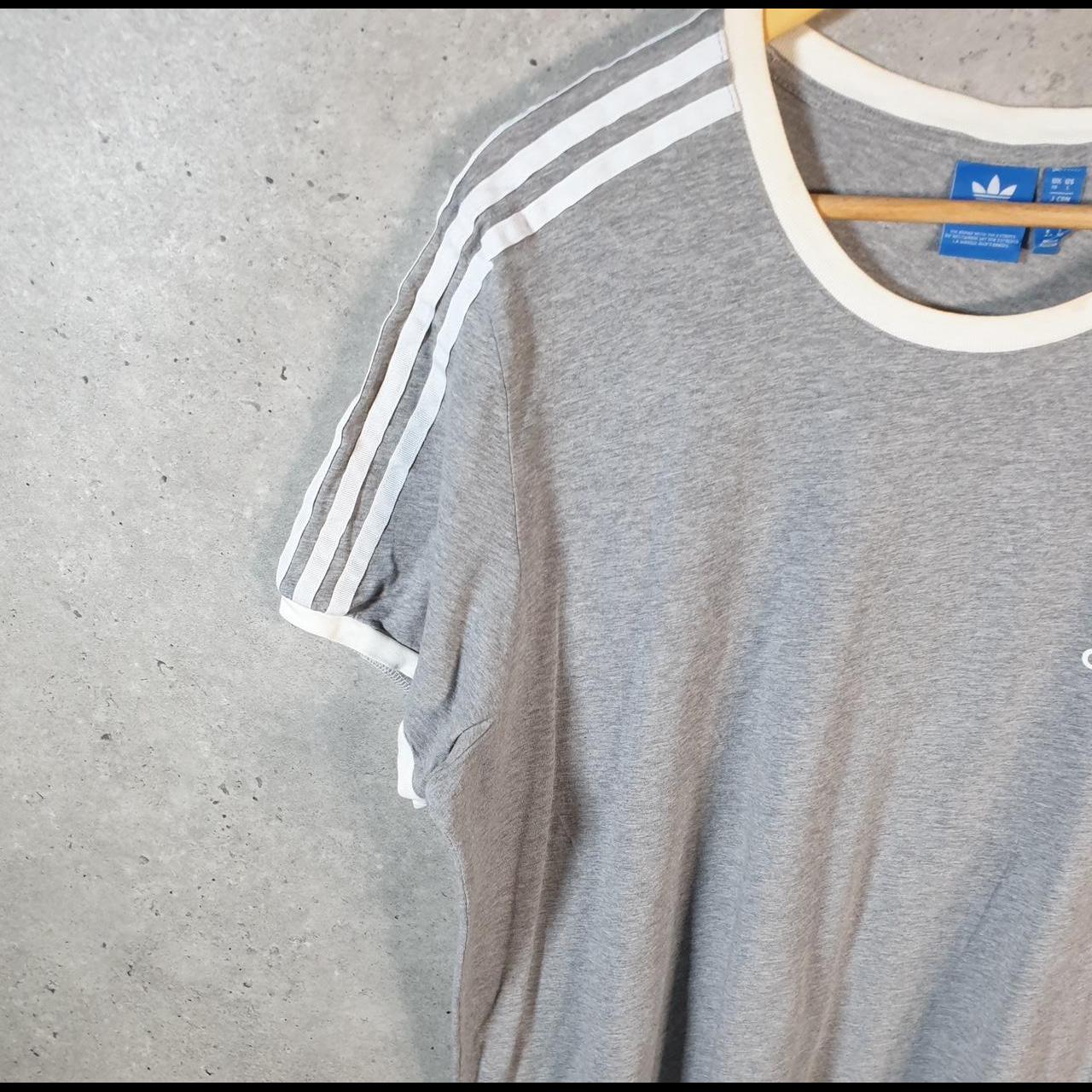 Vintage Adidas Embroidered Trefoil Retro T Shirt Womens UK18 Grey Logo Athletic