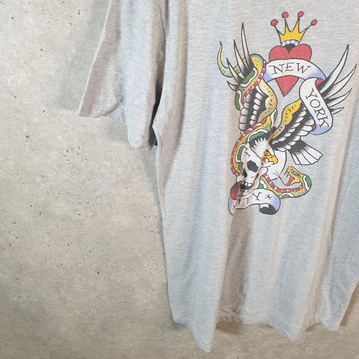 Vintage Ed Hardy T Shirt Men’s Medium Long Grey Christian Audigier Love Heart Graphic Skull Y2K
