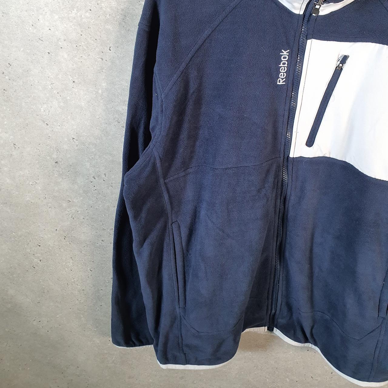Reebok Full Zip Fleece Sweatshirt Mens XL Navy Blue Embroidered Logo
