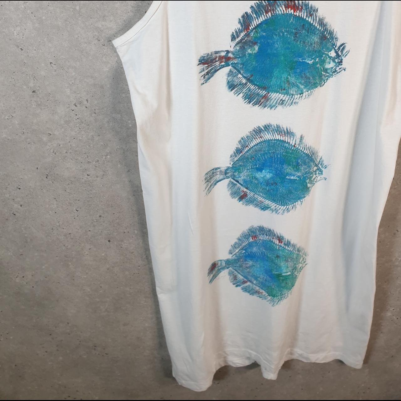 Vintage Anvil Fish Graphic USA 90s Single Stitch Vest Womens XL Long White