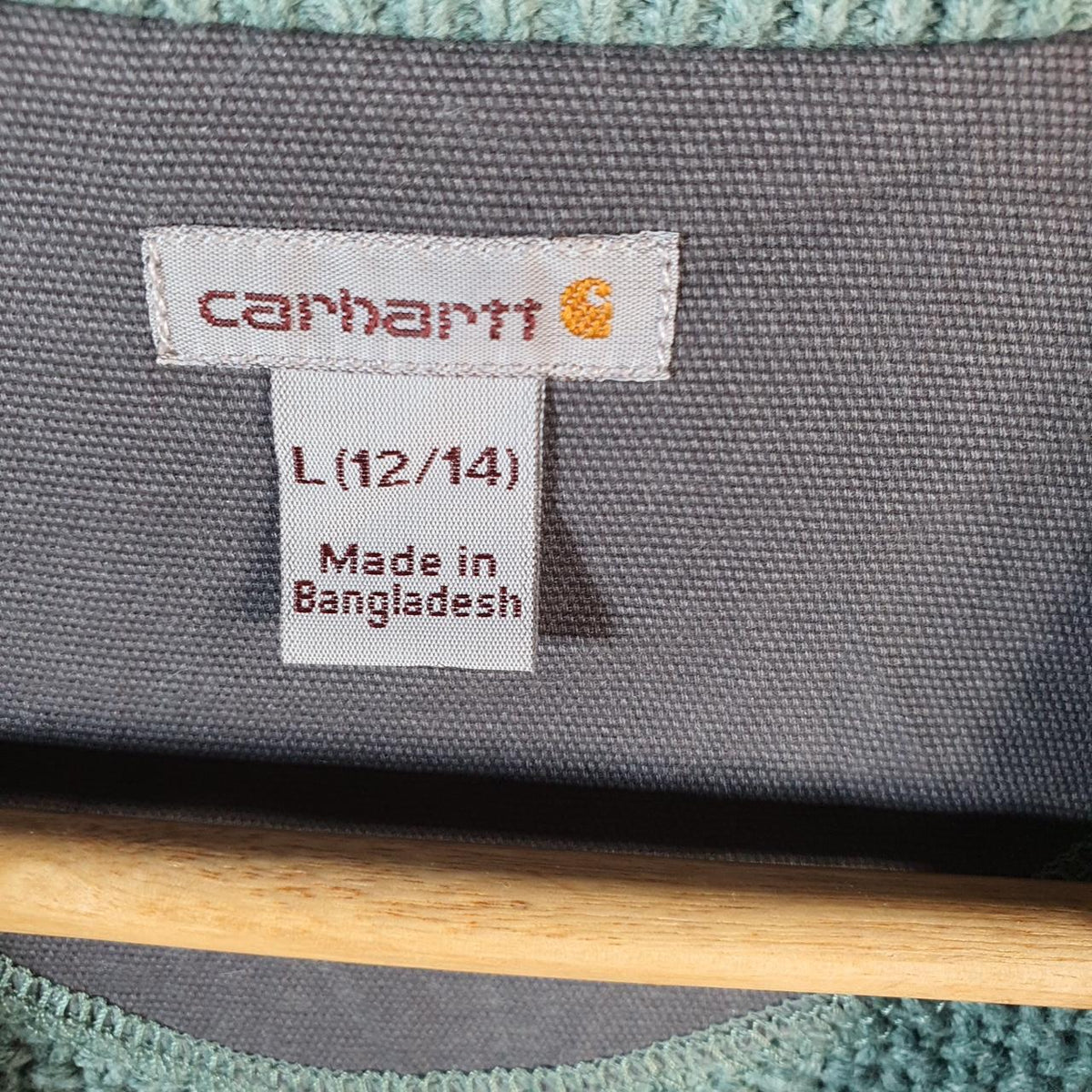 Vintage Carhartt Cable Knit Sweater Womens Large Blue Pullover USA Loose Fit