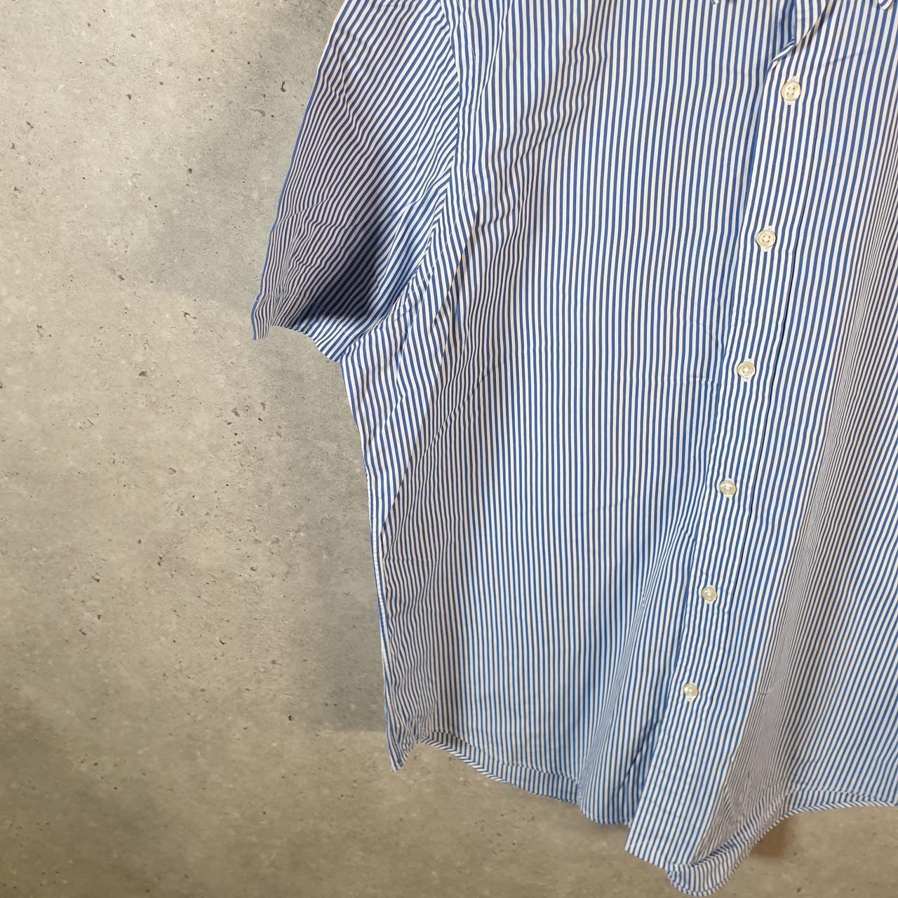 Vintage Ralph Lauren Button Down Shirt Men’s Large Blue Striped Classic Fit Cotton Pony