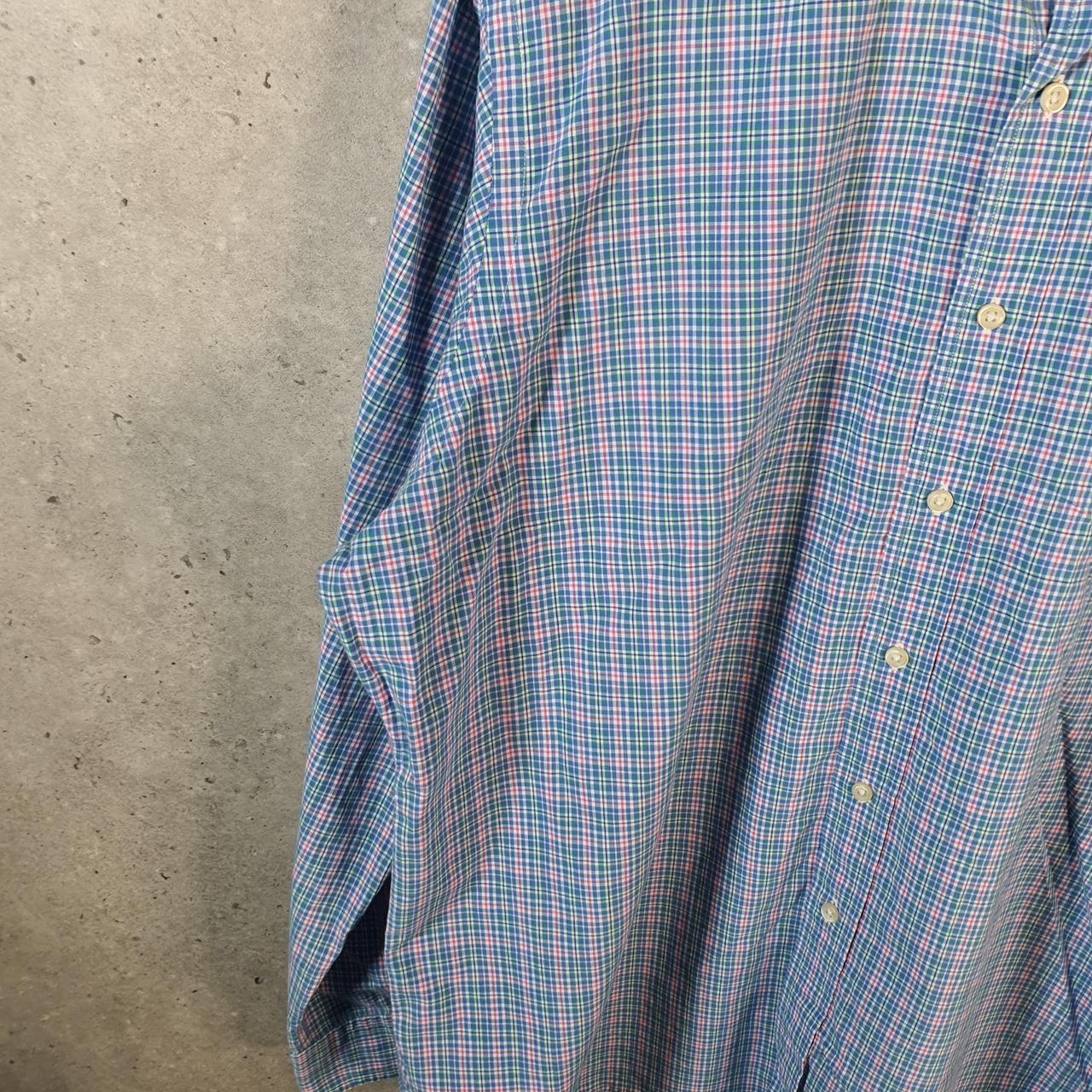 Vintage Ralph Lauren Button Down Shirt Men’s XL Blue Checkered Classic Fit Cotton Pony