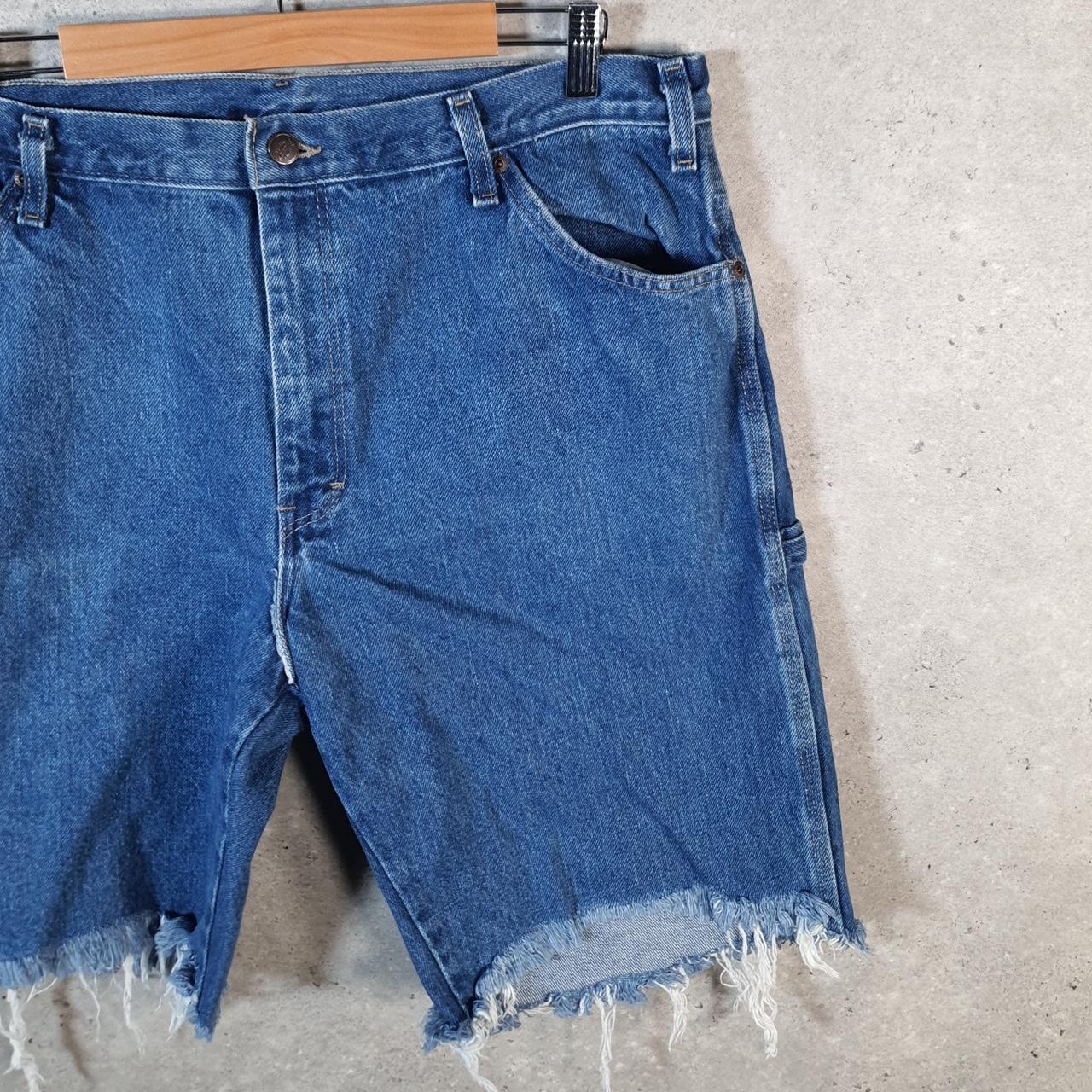 Vintage Dickies Baggy Denim Jean Shorts Jorts Cargo Mens W38 Blue Loose Fit
