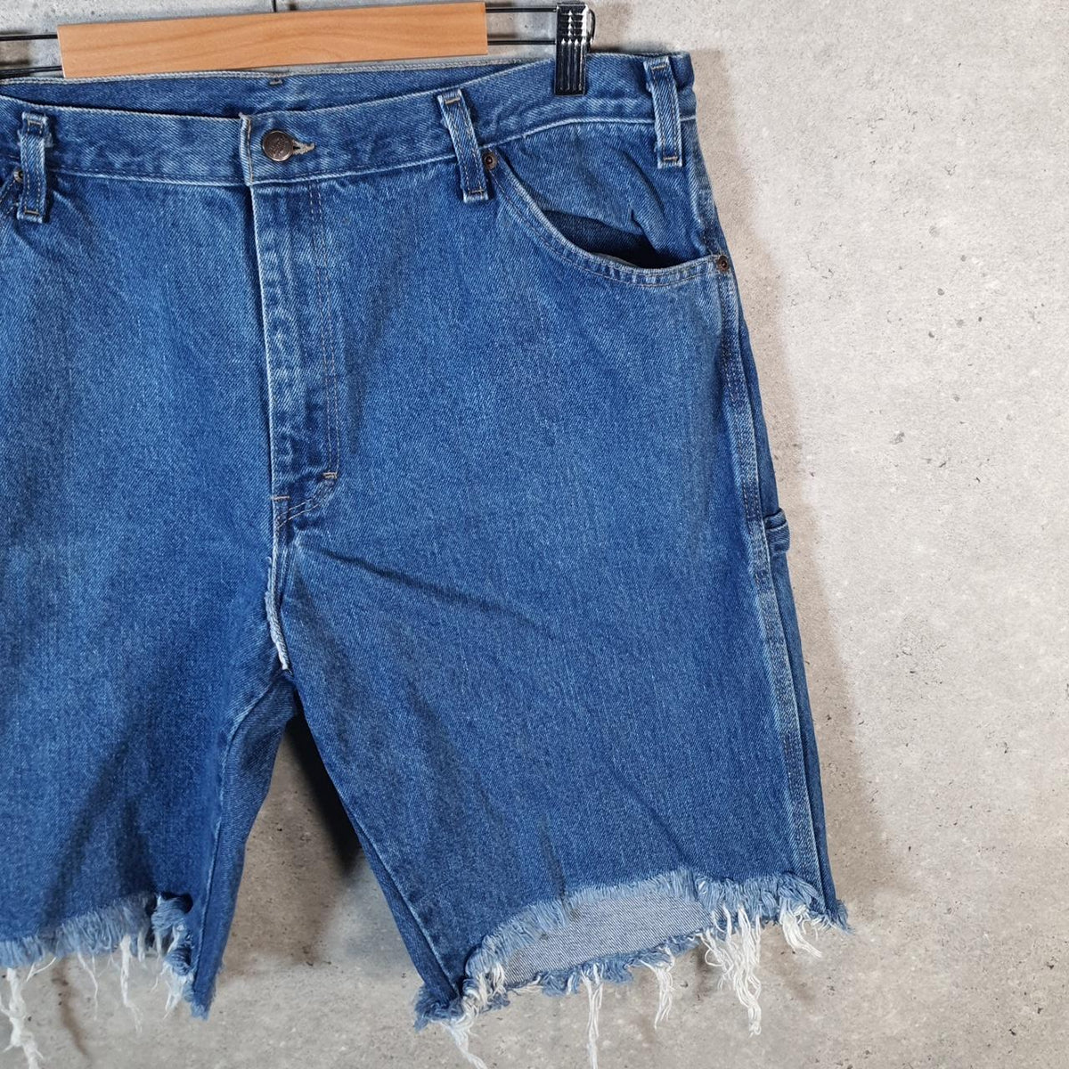 Vintage Dickies Baggy Denim Jean Shorts Jorts Cargo Mens W38 Blue Loose Fit