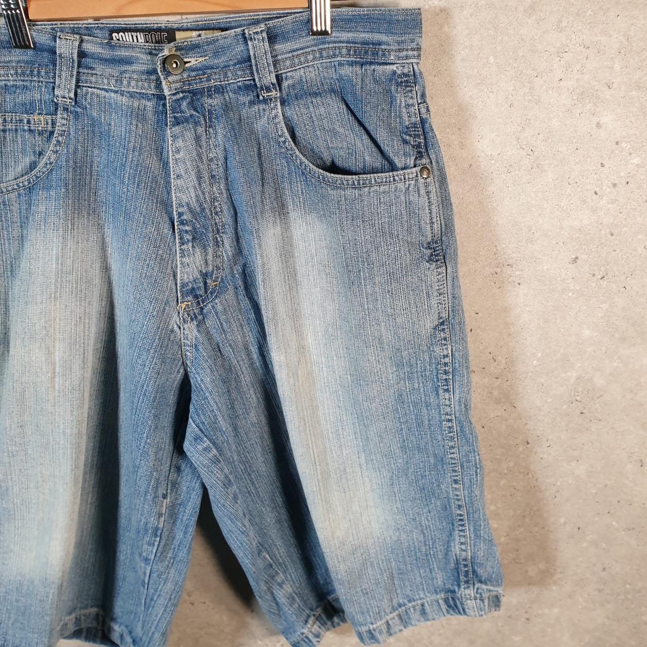 Vintage Southpole Baggy Y2K Hip Hop Jeans Shorts Jorts Mens W34 Blue Denim USA Big Fish Vintage