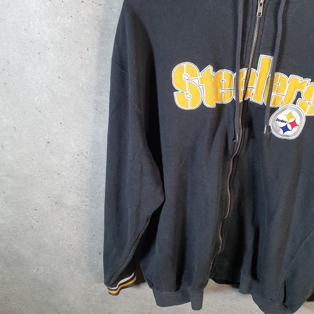 Vintage NFL Pittsburgh Steelers Hoodie Mens XL Black Full Zip USA Pro Sport